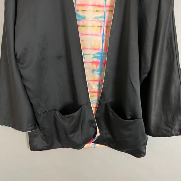 H&M Kimono Robe Shibori Tie-Dye Reversible Open Front Women Size 10 Reversible - Picture 11 of 16